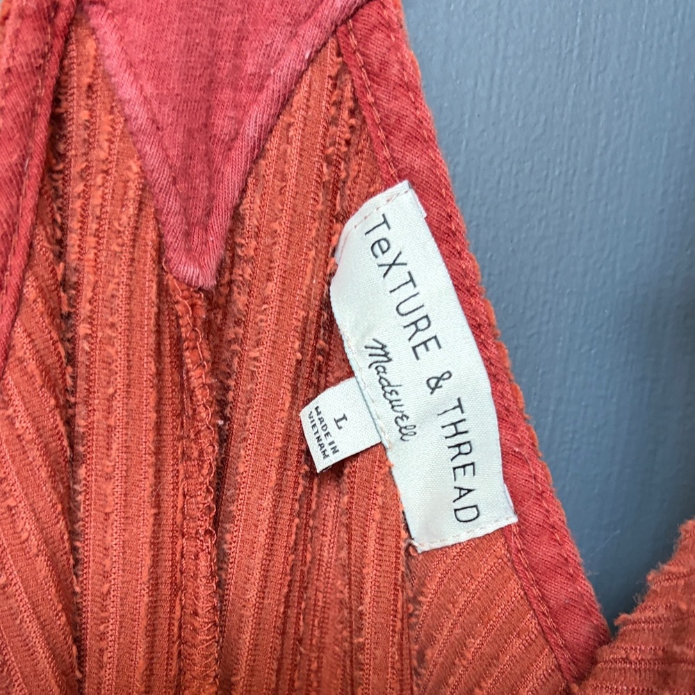 Texture & Thread by Madewell Rust Corduroy Jumpsuit Wide Leg - Picture 4 of 5